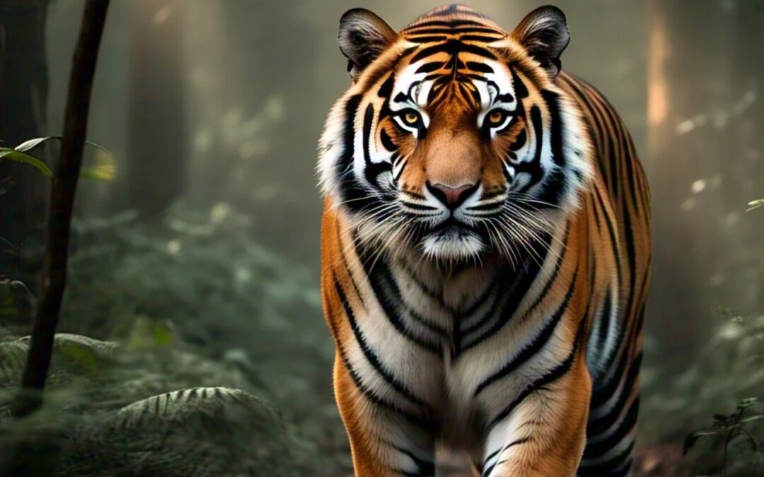 Tigre chassant dans les forêts d’Asie